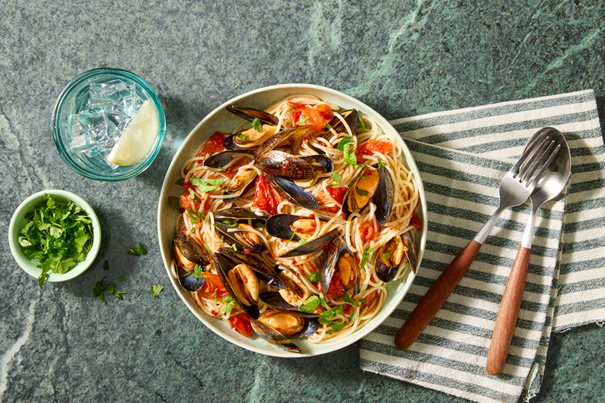 Spaghetti met mosselen