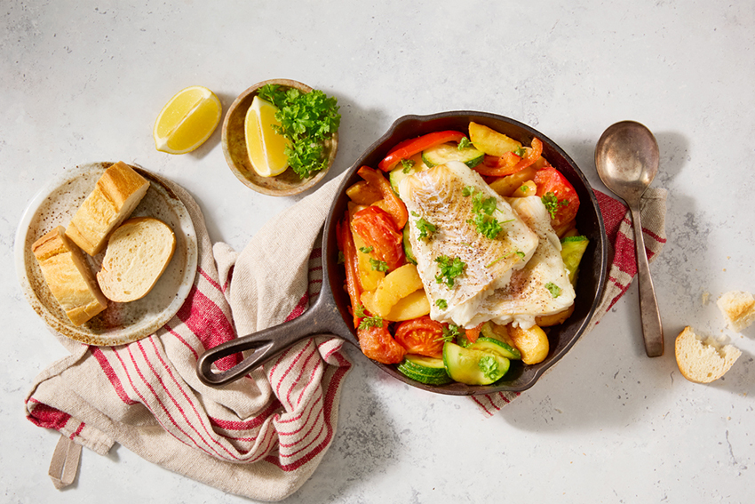 Kabeljauw pannetje met aardappelpartjes