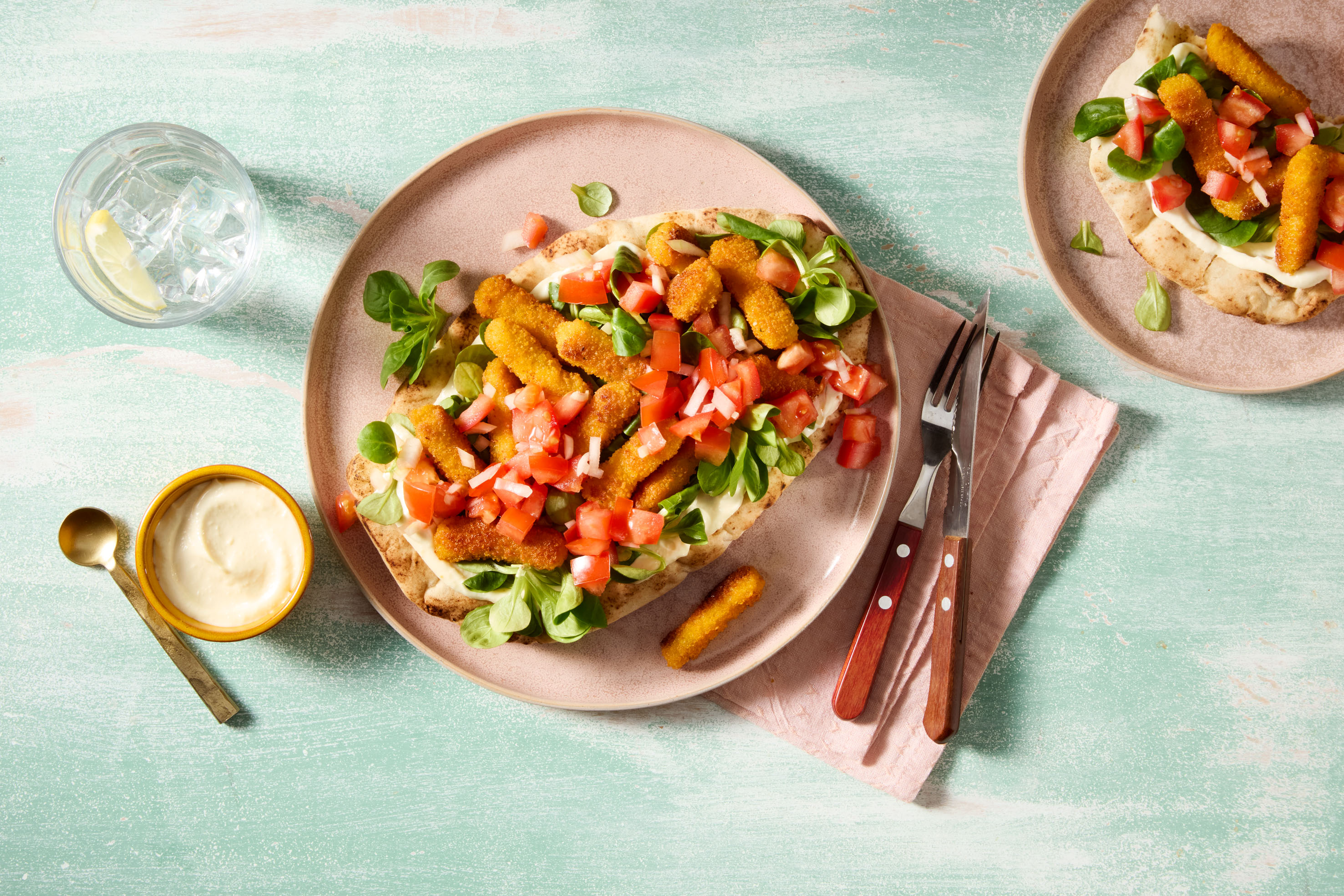 Flatbread met visfrietjes