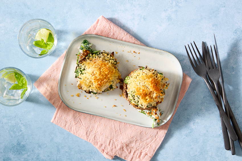 Gevulde portobello’s met spinazie