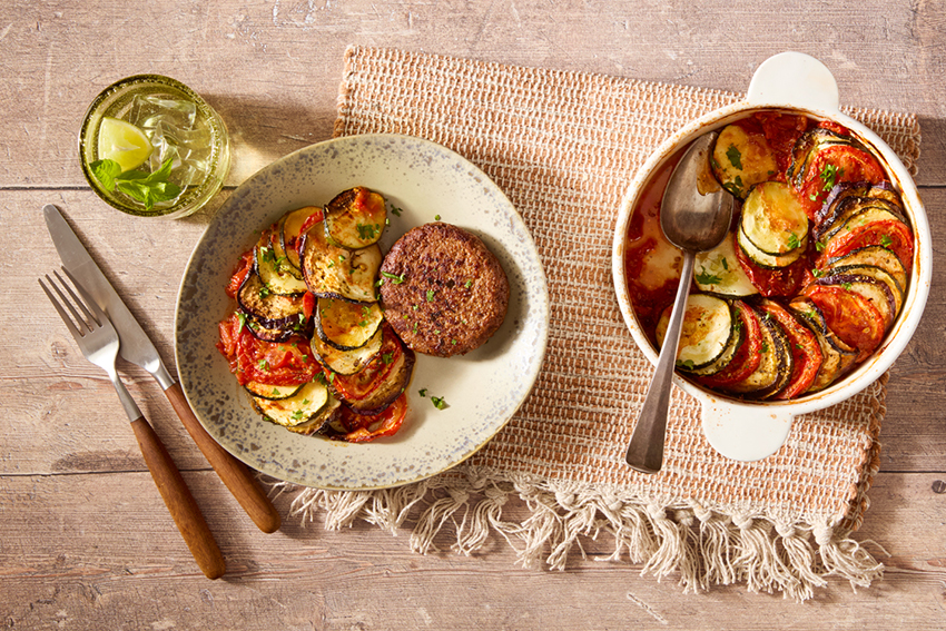 Duitse biefstuk met ratatouille