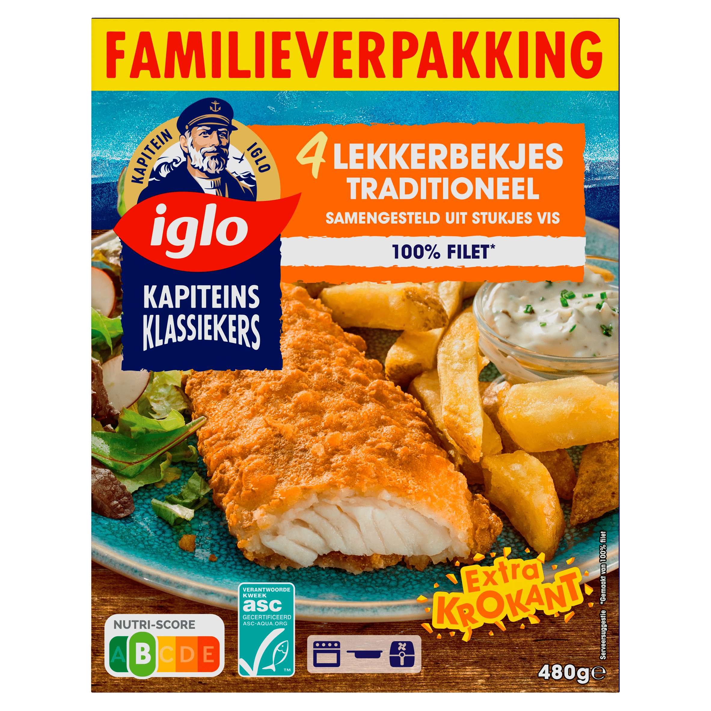 Iglo Kapitein Klassiekers Lekkerbekjes fam Per Doos 480 g