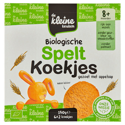 Biologische speltkoekjes met appel 8+