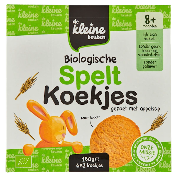 De Kleine Keuken Biologische speltkoekjes met appel 8+