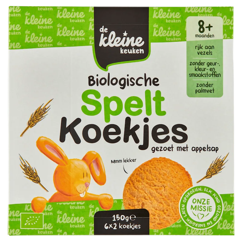 De Kleine Keuken Biologische speltkoekjes met appel 8+