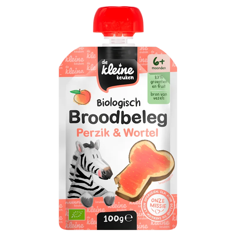 De Kleine Keuken Biologisch Broodbeleg Perzik & Wortel 6+ Maanden 100 g