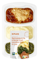 PLUS Spinazie met cordon bleu en puree