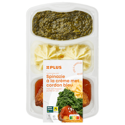 Spinazie met cordon bleu en puree