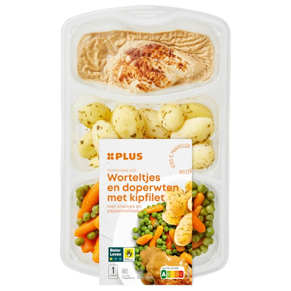 PLUS Wortel erwt kipfilet peperroomsaus