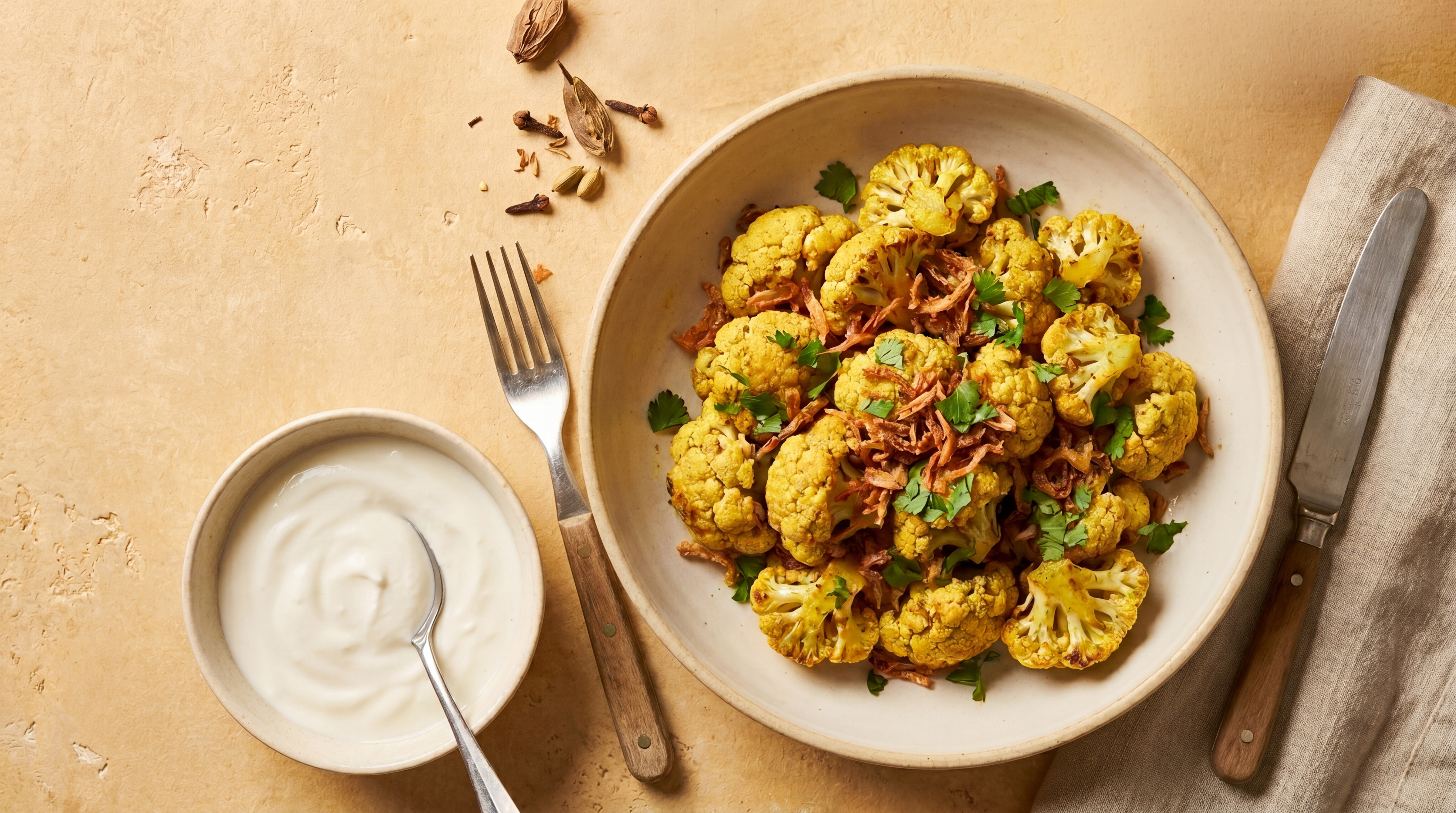 Kerriebloemkool uit de airfryer