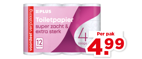 Toiletpapier voor 4,99. Geldig van 22 t/m 28 april