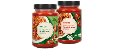 PLUS Pastasaus 1+1 gratis. Geldig van 18 t/m 24 maart