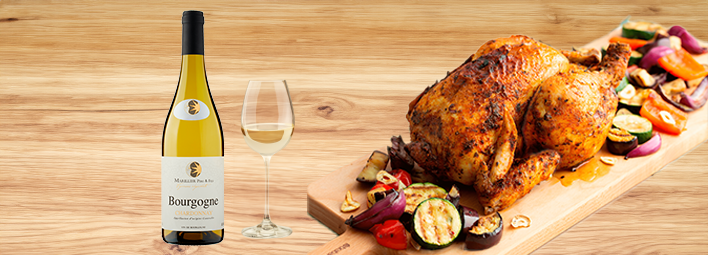 Een kipgerecht in combinatie met de Bourgogne wijn.