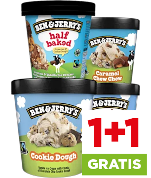 Ben & Jerry's IJsbekers met 1+1 gratis