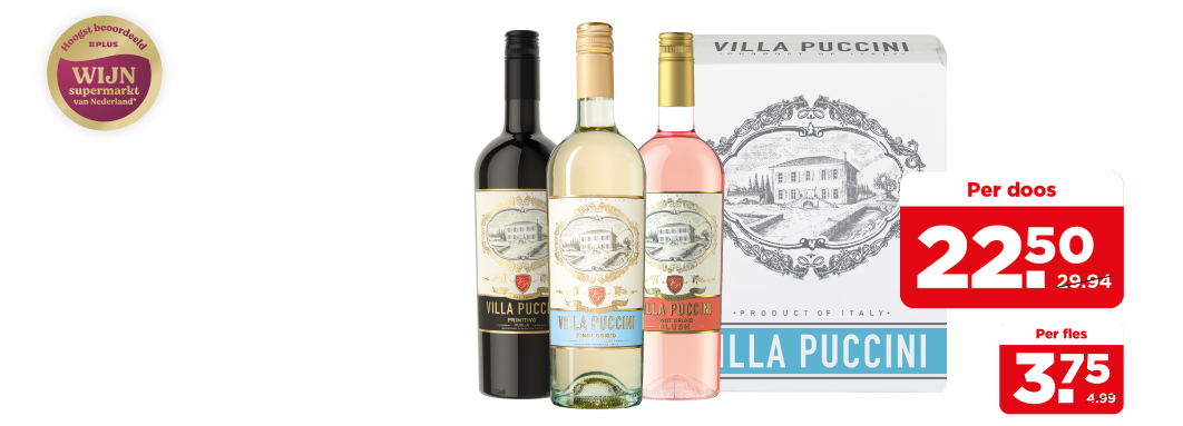 Villa Puccini Pinot Grigio, Primitivo en Pinot Grigio Blush Rosé