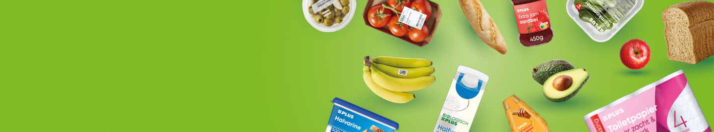 Producten PLUS op groene achtergrond