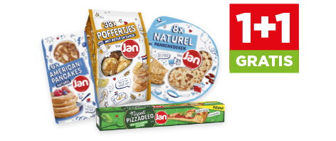 Jan 1+1 gratis. geldig 