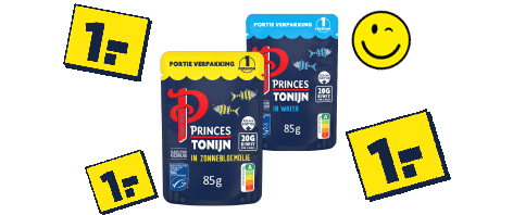 Princes tonijn portieverpakkingen voor 1 euro. Geldig van 7 t/m 13 oktober