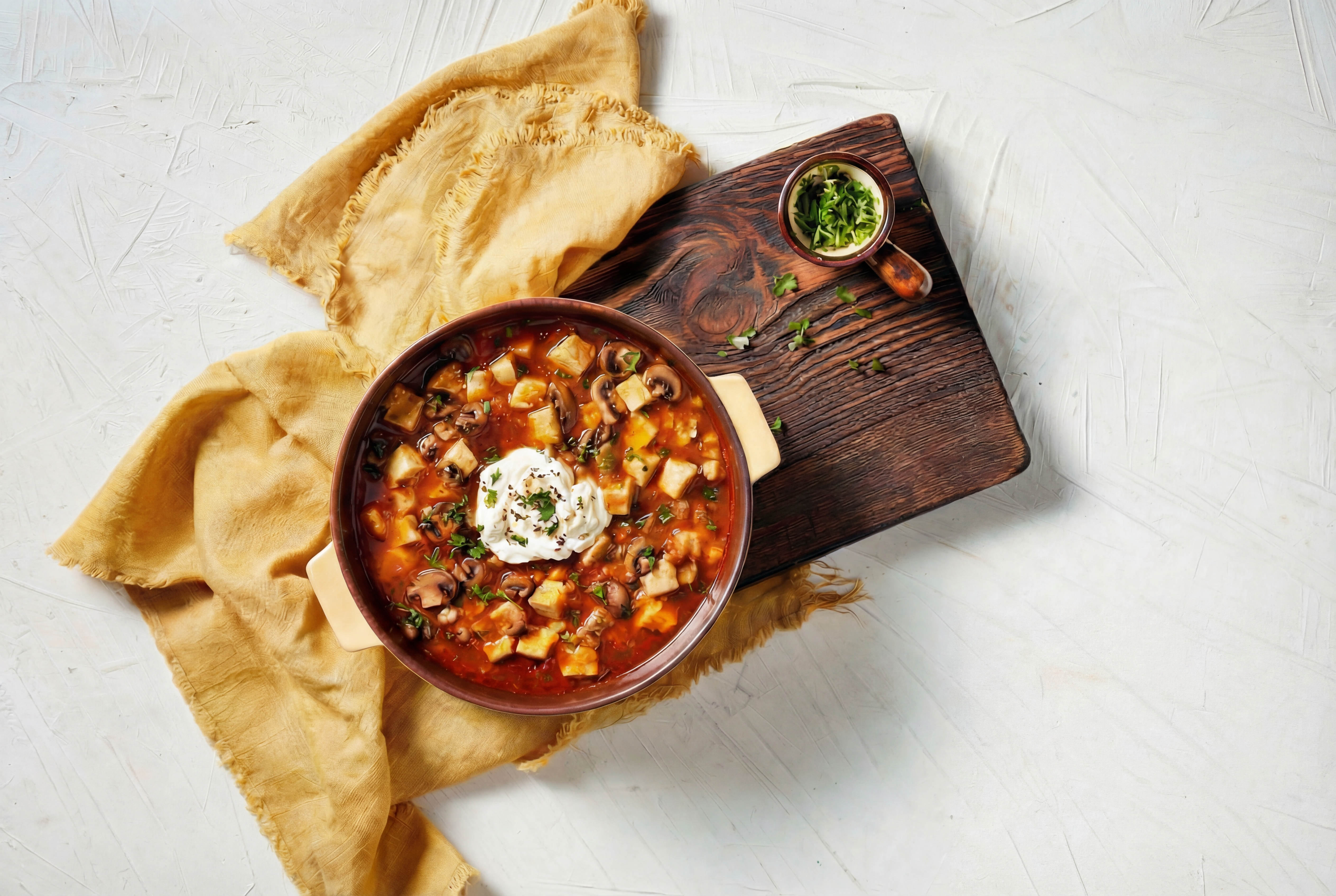 Vegan goulash met tofu en champignons