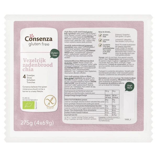 Consenza GV Vezelrijk zadenbrood chia bio