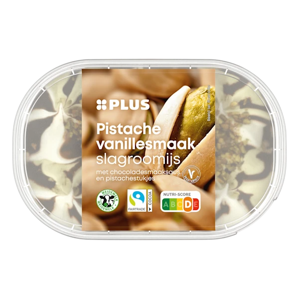 PLUS Pistache vanillesmaak slagroomijs