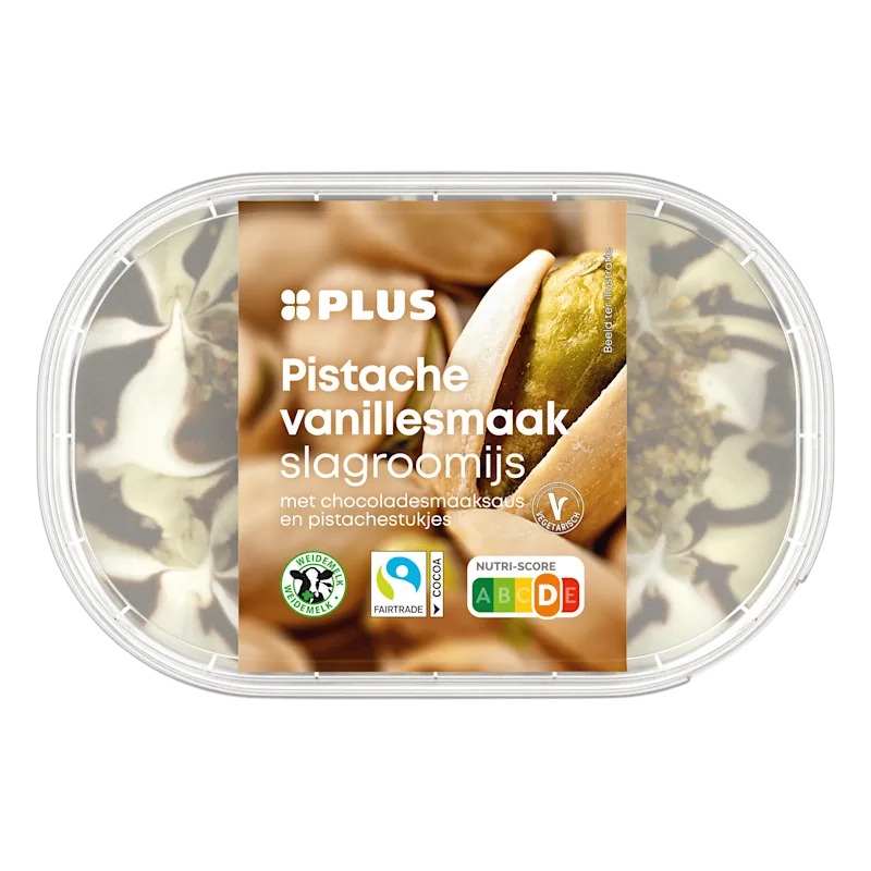 PLUS Pistache vanillesmaak slagroomijs