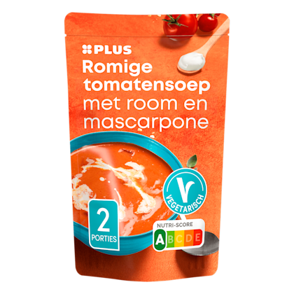 Soep in zak romige tomatensoep