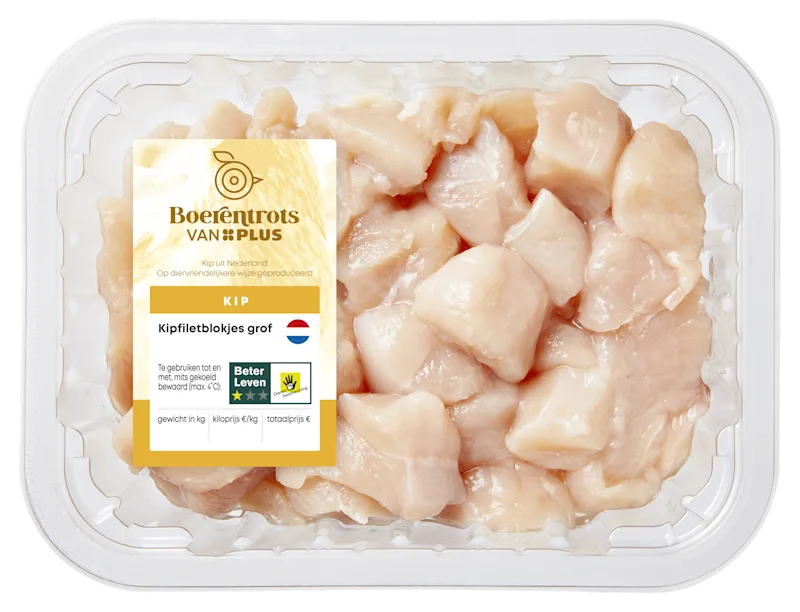PLUS Boerentrots Kipfiletblokjes grof