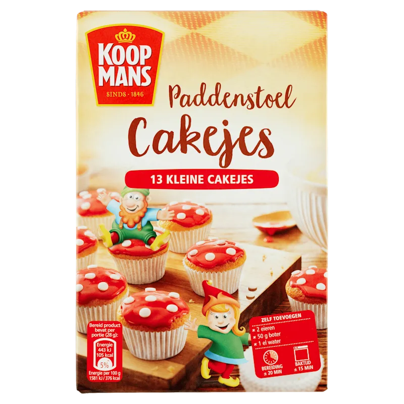 Koopmans Paddenstoel cakejes bakmix