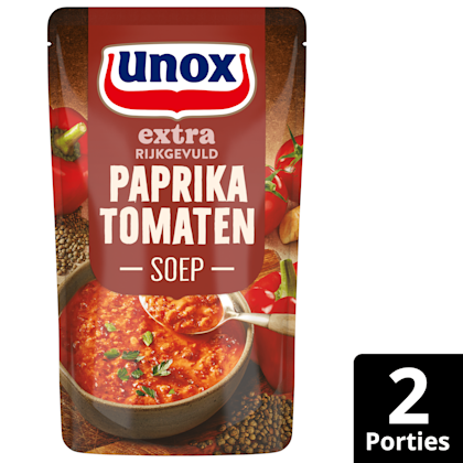 Soep in zak rijkgevuld paprika tomaat