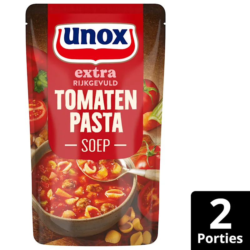 Unox Soep in zak rijkgevuld tomaten pasta