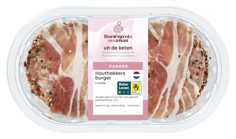 PLUS Boerentrots Houthakkers burger 4 stuks