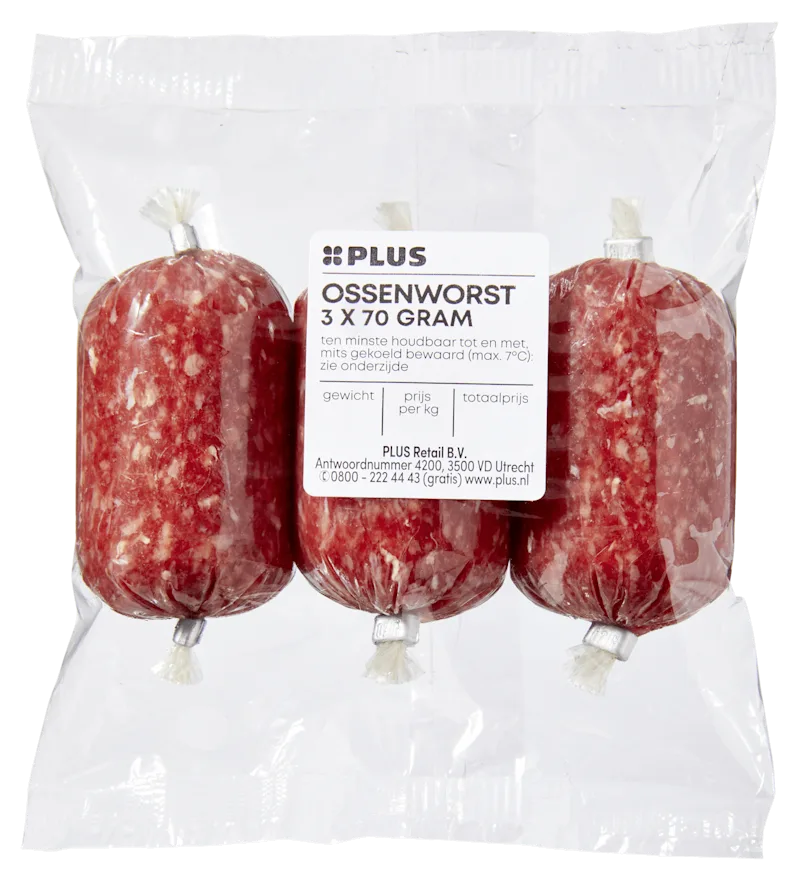 PLUS Ossenworst 3 x 70 gram