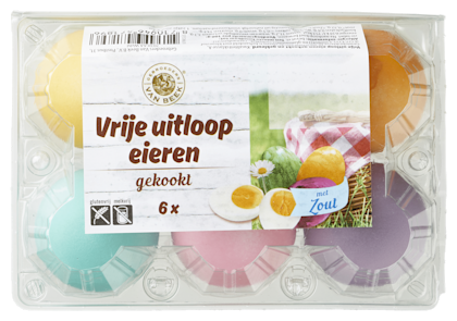 Gekleurde/gekookte vrije uitloop ei