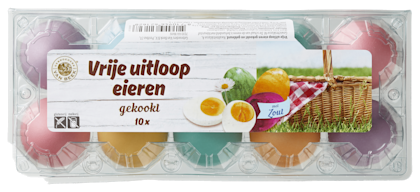Gekleurde/gekookte vrije uitloop ei