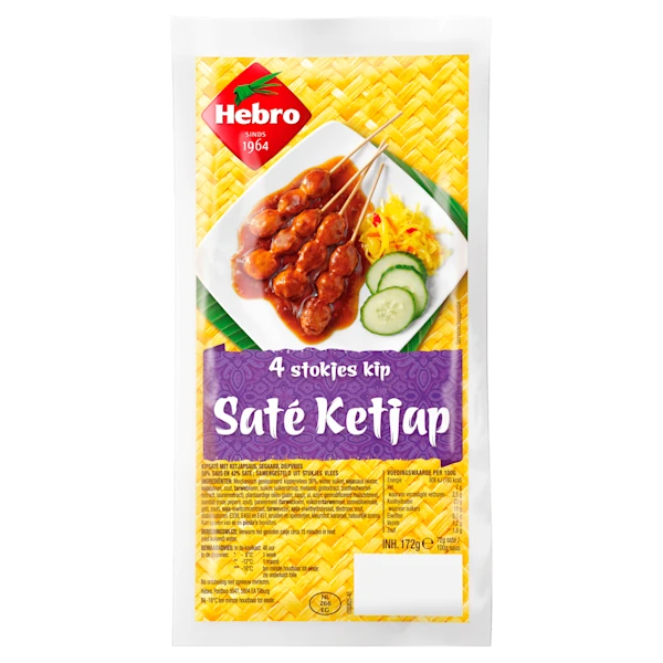 Hebro 4 Stokjes Kip Saté Ketjap