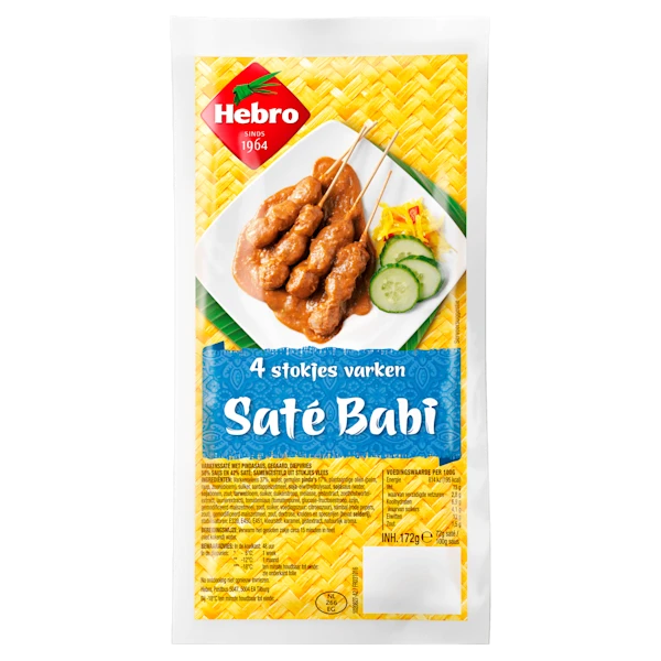 Hebro 4 Stokjes Varkensaté Babi