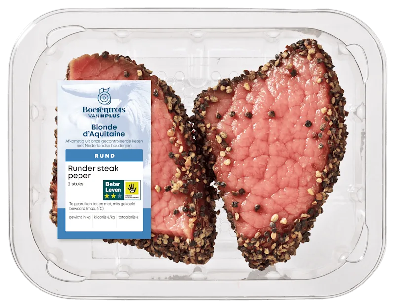 PLUS Boerentrots Rundersteak BLAQ Peper 2 stuks