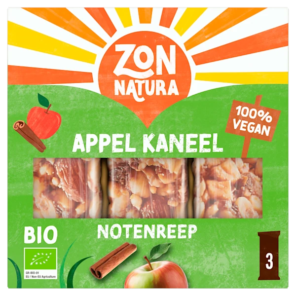Zonnatura Reep noten appel en kaneel bio