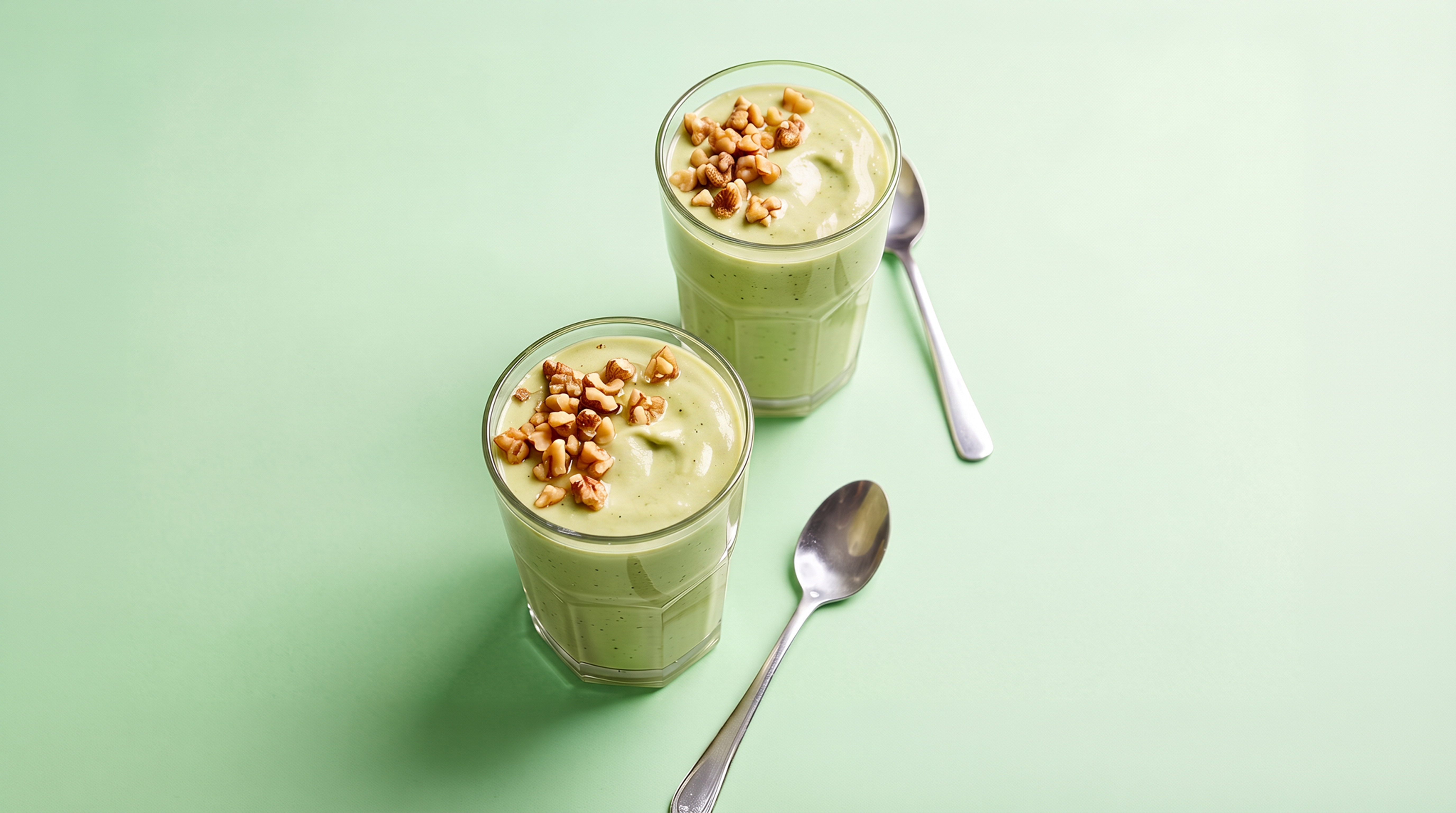 Smoothie met avocado, banaan en walnoot 