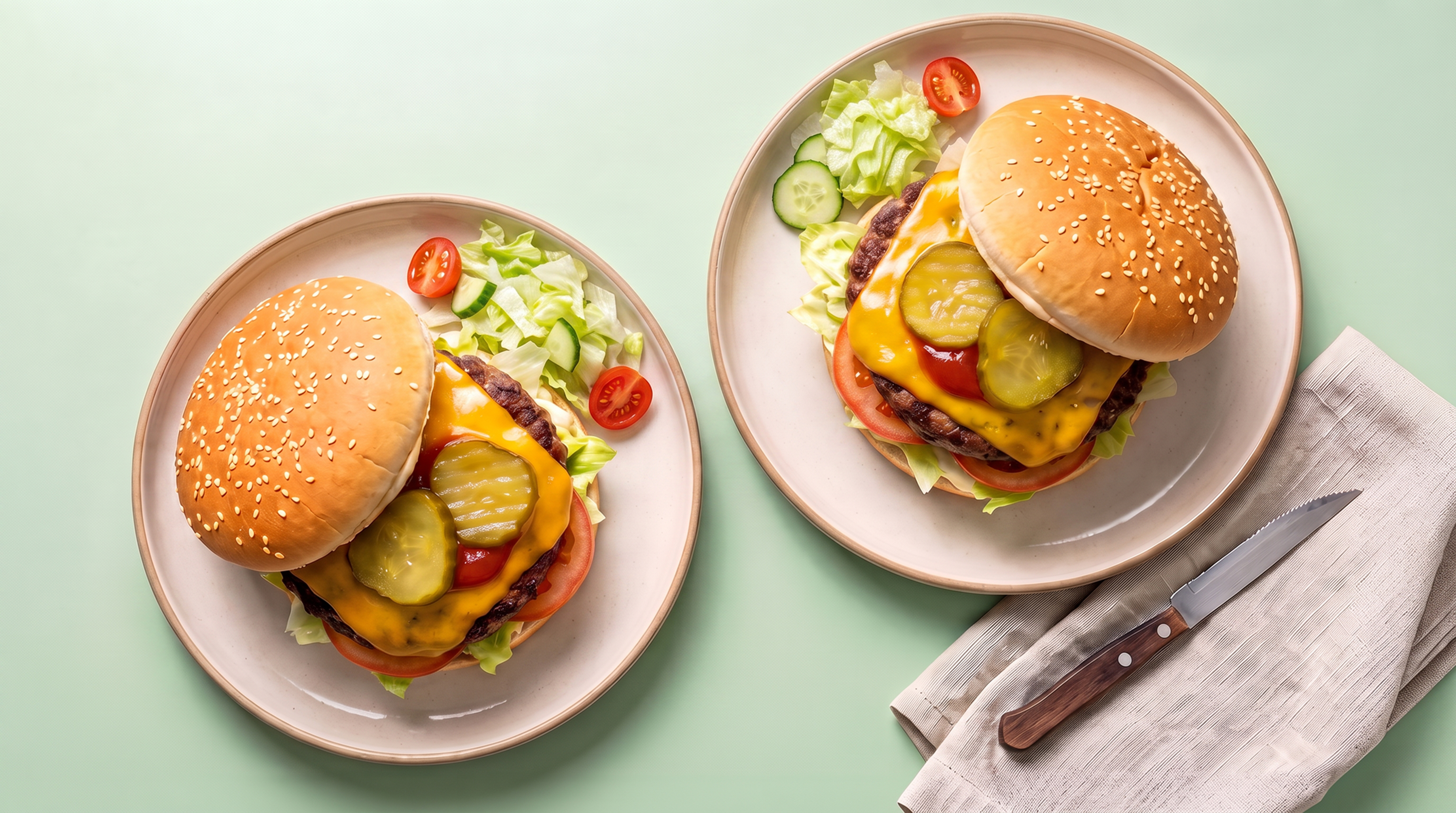 Broodje hamburger met cheddar