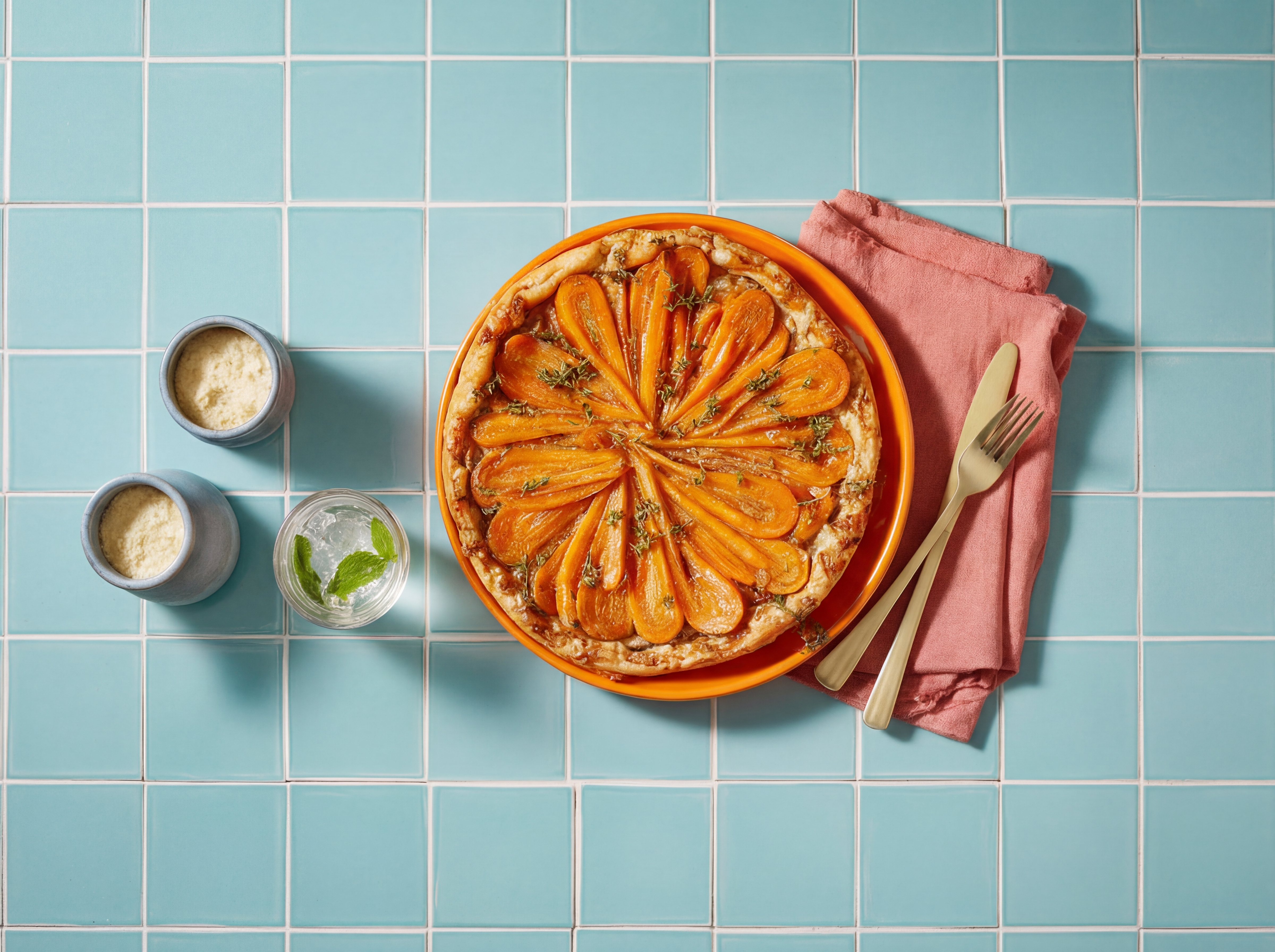 Hartige wortel tarte tatin met tijm