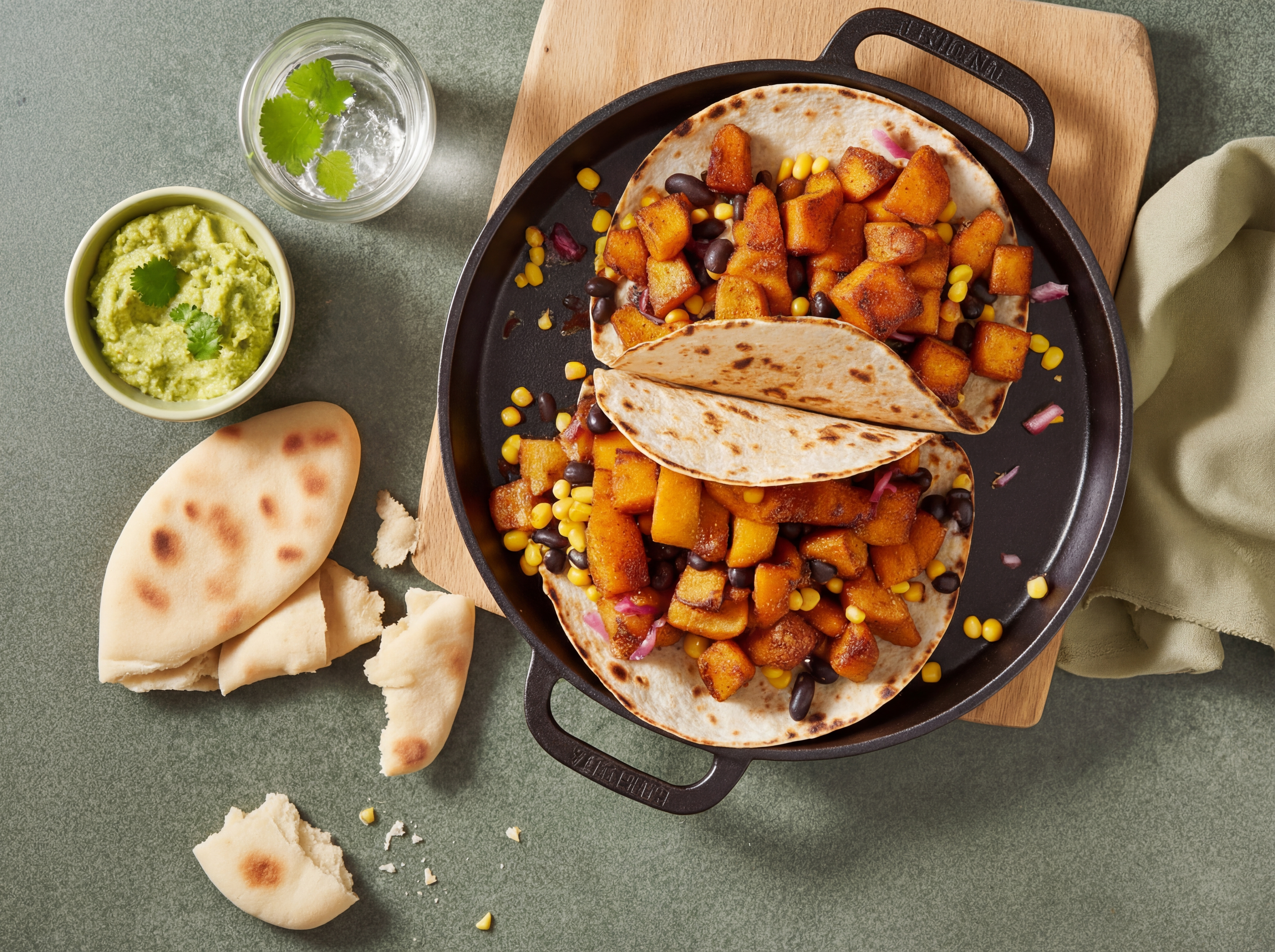 Vegetarische taco's met geroosterde zoete aardappel