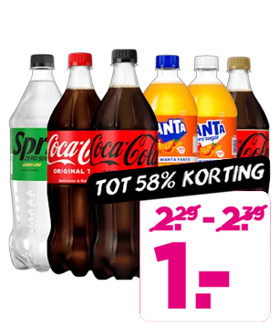 Coca-Cola, Fanta en Sprite voor 1 euro.