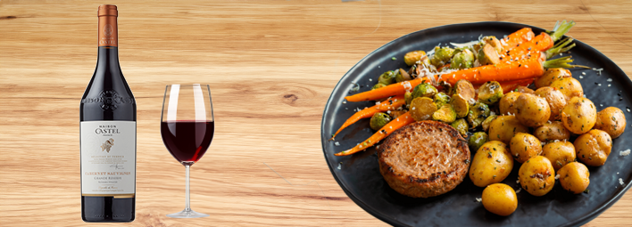 Rundvlees gerecht met de rode wijn Maison Castel Grande Réserve Cabernet Sauvignon.
