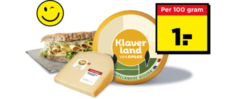 Klaverland kaas 1 euro per 100 gram