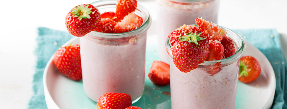 Aardbeien-kokospuddinkje