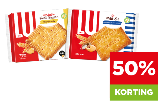 Lu koekjes met 50% korting