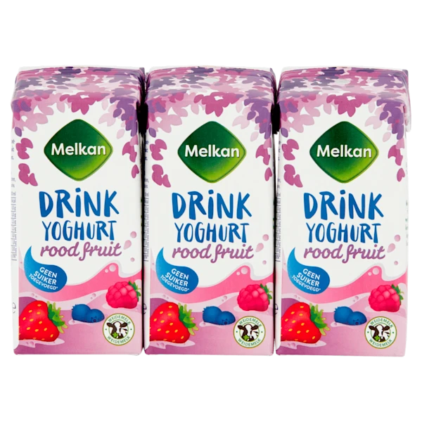 Melkan Drinkyoghurt rode vruchten mini 6-pack