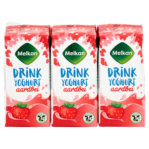 Melkan Drinkyoghurt aardbei mini 6-pack